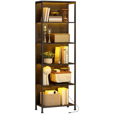 Homcom Librería de 5 Niveles con Luces LED de 7 Colores Estantería para Libros 60x30x179 cm Estantería Industrial Negro Homcom Librería de 5 Niveles con Luces LED de 7 Colores Estantería para Libros 60x30x179 cm Estantería Industrial Negro