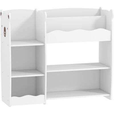 AIYAPLAY Estantería Infantil para Juguetes Estantes Abiertos Compartimentos Diseño de Ositos Organizador de Juguetes Blanco AIYAPLAY Estantería Infantil para Juguetes Estantes Abiertos Compartimentos Diseño de Ositos Organizador de Juguetes Blanco