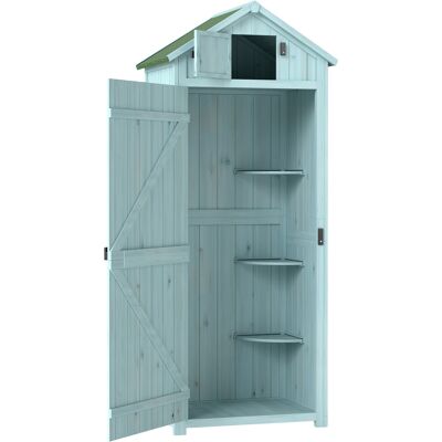 Outsunny Armario de Jardín de Madera Armario de Almacenamiento Cobertizo de Jardín con Estantes 77x54,2x179 cm Azul y Verde Outsunny Armario de Jardín de Madera Armario de Almacenamiento Cobertizo de Jardín con Estantes 77x54,2x179 cm Azul y Verde