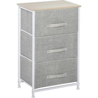 Homcom Cómoda con 3 Cajones de Tela Marco de Acero Cajonera para Salón Oficina Vestidor Gris Homcom Cómoda con 3 Cajones de Tela Marco de Acero Cajonera para Salón Oficina Vestidor Gris