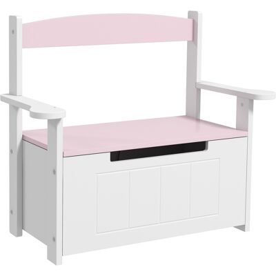 AIYAPLAY Banco Almacenaje para Niños con Respaldo Tapa Amortiguadora Carga 30 kg para Salas de Juego 68,5x34x58 cm Rosa y Blanco AIYAPLAY Banco Almacenaje para Niños con Respaldo Tapa Amortiguadora Carga 30 kg para Salas de Juego 68,5x34x58 cm Rosa y Blanco