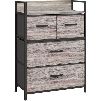 Homcom Cómoda con 4 Cajones de Tela Plegables Industrial Estante Abierto Marco de Acero Cajonera para Espacios Pequeños Gris Aosom España Homcom Cómoda con 4 Cajones de Tela Plegables Industrial Estante Abierto Marco de Acero Cajonera para Espacios Pequeños Gris Aosom España