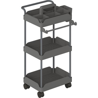 Homcom Carrito Auxiliar Cocina con Ruedas de 3 Niveles Estructura Metálica Carrito de Cocina con Cestas Extraíbles y Soporte para Toallas Gris Aosom España Homcom Carrito Auxiliar Cocina con Ruedas de 3 Niveles Estructura Metálica Carrito de Cocina con Cestas Extraíbles y Soporte para Toallas Gris Aosom España