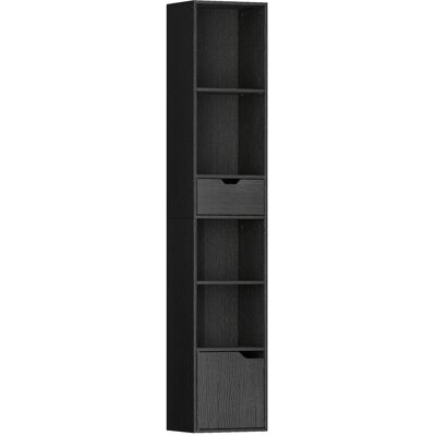 Homcom Estantería Librería de 4 Baldas Abiertas con Armario y Cajón, 30x24x158 cm, Negro Homcom Estantería Librería de 4 Baldas Abiertas con Armario y Cajón, 30x24x158 cm, Negro