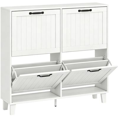 Homcom Mueble para Zapatos 4 Cajones Abatibles Ahorraespacio con Estantes Regulables Blanco Aosom España Homcom Mueble para Zapatos 4 Cajones Abatibles Ahorraespacio con Estantes Regulables Blanco Aosom España