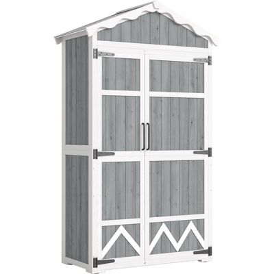 Outsunny Caseta de Jardín de Madera 105x55x179 cm Armario para Herramientas con 4 Estantes Techo de Metal Galvanizado Gris Outsunny Caseta de Jardín de Madera 105x55x179 cm Armario para Herramientas con 4 Estantes Techo de Metal Galvanizado Gris