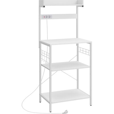 Homcom Estantería de Cocina con 2 Tomacorrientes Estante para Microondas Estante Ajustable Ganchos 60x42x137 cm Blanco Homcom Estantería de Cocina con 2 Tomacorrientes Estante para Microondas Estante Ajustable Ganchos 60x42x137 cm Blanco
