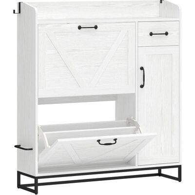 Homcom Zapatero Estrecho con 2 Cajones Abatibles Estantes Ajustables para 12 Pares para Espacio Reducido 106,7x26x116cm Blanco Homcom Zapatero Estrecho con 2 Cajones Abatibles Estantes Ajustables para 12 Pares para Espacio Reducido 106,7x26x116cm Blanco