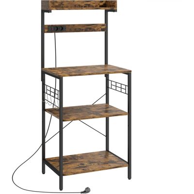 Homcom Estantería de Cocina con 2 Tomacorrientes Estante para Microondas Estante Ajustable Ganchos 60x42x137 cm Marrón Rústico Homcom Estantería de Cocina con 2 Tomacorrientes Estante para Microondas Estante Ajustable Ganchos 60x42x137 cm Marrón Rústico