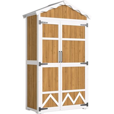 Outsunny Caseta de Jardín de Madera 105x55x179 cm Armario para Herramientas con 4 Estantes Techo de Metal Galvanizado Natural Outsunny Caseta de Jardín de Madera 105x55x179 cm Armario para Herramientas con 4 Estantes Techo de Metal Galvanizado Natural