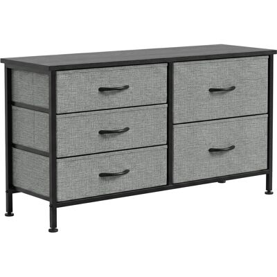 Homcom Cómoda con 5 Cajones de Tela Cómoda para Dormitorio Marco de Acero Cajonera para Salón Oficina Gris Oscuro y Negro Homcom Cómoda con 5 Cajones de Tela Cómoda para Dormitorio Marco de Acero Cajonera para Salón Oficina Gris Oscuro y Negro