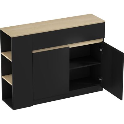 Homcom Aparador de Cocina Armario de Cocina con 2 Cajones 3 Estantes Abiertos 2 Puertas Estante Ajustable 110x29,5x82 cm Negro Homcom Aparador de Cocina Armario de Cocina con 2 Cajones 3 Estantes Abiertos 2 Puertas Estante Ajustable 110x29,5x82 cm Negro