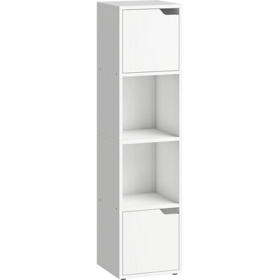 Homcom Estantería para Libros con 2 Puertas Librería Estrecha de 4 Niveles con 2 Estantes Abiertos 30x29x119 cm Blanco Homcom Estantería para Libros con 2 Puertas Librería Estrecha de 4 Niveles con 2 Estantes Abiertos 30x29x119 cm Blanco