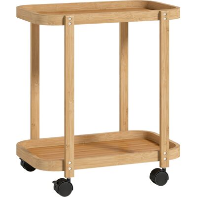 Homcom Carrito de Cocina de Bambú de 2 Niveles Carrito Auxiliar para Cocina con Ruedas 2 Estantes 54x36,5x60 cm Natural Aosom España Homcom Carrito de Cocina de Bambú de 2 Niveles Carrito Auxiliar para Cocina con Ruedas 2 Estantes 54x36,5x60 cm Natural Aosom España