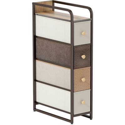 Homcom Cómoda con 4 Cajones de Tela Marco de Acero Cómoda para Dormitorio para Espacios Pequeños Salón Vestidor Multicolor Homcom Cómoda con 4 Cajones de Tela Marco de Acero Cómoda para Dormitorio para Espacios Pequeños Salón Vestidor Multicolor