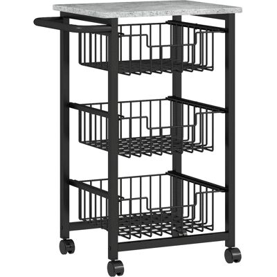 Homcom Carrito Verdulero para Cocina con 3 Cestas Deslizables y Marco de Acero 49,5x31x69 cm Gris Claro Homcom Carrito Verdulero para Cocina con 3 Cestas Deslizables y Marco de Acero 49,5x31x69 cm Gris Claro