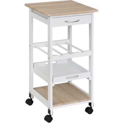 Homcom Carrito de Cocina - 4 Niveles, Blanco, Acabado Natural - Carrito de Cocina Homcom Carrito de Cocina - 4 Niveles, Blanco, Acabado Natural - Carrito de Cocina