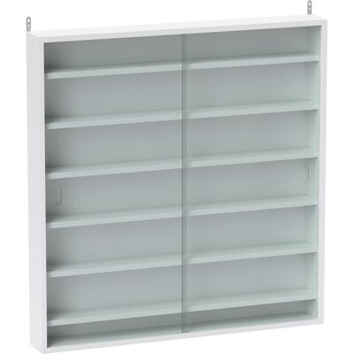 Homcom Vitrina de Pared de Madera con Estantes Ajustables y 2 Puertas Correderas de Cristal 80x9,5x83 cm Blanco Homcom Vitrina de Pared de Madera con Estantes Ajustables y 2 Puertas Correderas de Cristal 80x9,5x83 cm Blanco