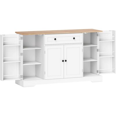 Homcom Aparador Cocina con Cajón Estantes Ajustables Puertas de Estantes Barra de Café 138x40x83,5 cm Blanco Aosom España Homcom Aparador Cocina con Cajón Estantes Ajustables Puertas de Estantes Barra de Café 138x40x83,5 cm Blanco Aosom España