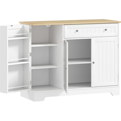 Homcom Aparador de Cocina Armario de Cocina 3 Estantes de Puerta Cajón Estantes Ajustables para Comedor 105x40x83 cm Blanco Aosom España Homcom Aparador de Cocina Armario de Cocina 3 Estantes de Puerta Cajón Estantes Ajustables para Comedor 105x40x83 cm Blanco Aosom España