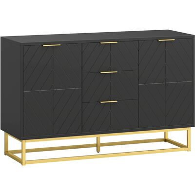 Homcom Aparador de Comedor Aparador para Salón con 3 Cajones 2 Puertas y Estante Ajustable Mueble Auxiliar Antivuelco 120x40x76 cm Negro Homcom Aparador de Comedor Aparador para Salón con 3 Cajones 2 Puertas y Estante Ajustable Mueble Auxiliar Antivuelco 120x40x76 cm Negro