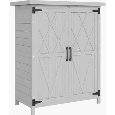Outsunny Caseta de Jardín de Madera 75x40x90 cm Armario para Almacenaje de Herramientas con 4 Estantes 2 Puertas Gris Aosom España Outsunny Caseta de Jardín de Madera 75x40x90 cm Armario para Almacenaje de Herramientas con 4 Estantes 2 Puertas Gris Aosom España