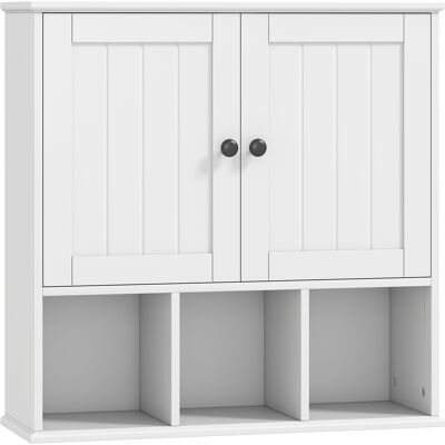 Homcom Armario Mural de Baño Mueble de Almacenamiento con 2 Puertas Estante Regulable y Compartimentos Abiertos Blanco Aosom España Homcom Armario Mural de Baño Mueble de Almacenamiento con 2 Puertas Estante Regulable y Compartimentos Abiertos Blanco Aosom España