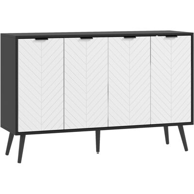 Homcom Aparador de 4 Puertas Aparador de Salón Estantes Ajustables Patas de Madera para Cocina Blanco y Negro 120x35x77,4 cm Homcom Aparador de 4 Puertas Aparador de Salón Estantes Ajustables Patas de Madera para Cocina Blanco y Negro 120x35x77,4 cm
