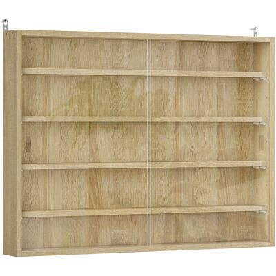 Homcom Vitrina de Pared de Madera con Estantes Ajustables y 2 Puertas Correderas de Cristal 80x9,5x60 cm Roble Homcom Vitrina de Pared de Madera con Estantes Ajustables y 2 Puertas Correderas de Cristal 80x9,5x60 cm Roble