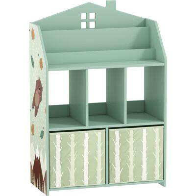 AIYAPLAY Estantería Infantil para Juguetes con Cajones de Tela Estantes Abiertos Diseño de Ositos Organizador de Juguetes Verde AIYAPLAY Estantería Infantil para Juguetes con Cajones de Tela Estantes Abiertos Diseño de Ositos Organizador de Juguetes Verde