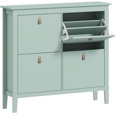 Homcom Zapatero Estrecho con 4 Compartimentos y Tiradores de Cuero PU para Pasillo y Recibidor 105x24x95,5 cm Verde Claro Homcom Zapatero Estrecho con 4 Compartimentos y Tiradores de Cuero PU para Pasillo y Recibidor 105x24x95,5 cm Verde Claro