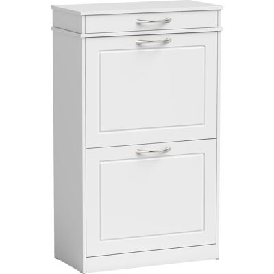 Homcom Zapatero 8 pares, armario estrecho con cajón y 2 puertas abatibles y estante ajustable, blanco Homcom Zapatero 8 pares, armario estrecho con cajón y 2 puertas abatibles y estante ajustable, blanco