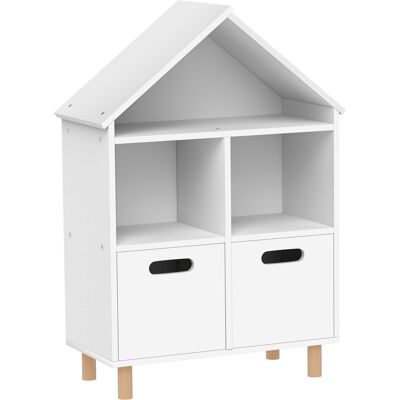 AIYAPLAY Librería Infantil de 3 Niveles Forma Casa con 3 Estantes y 2 Armarios para Guardería para Niños de 3 a 8 Años Blanco AIYAPLAY Librería Infantil de 3 Niveles Forma Casa con 3 Estantes y 2 Armarios para Guardería para Niños de 3 a 8 Años Blanco