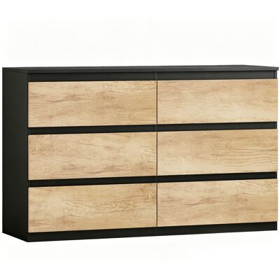 Homcom Cómoda 6 Cajones Mueble de Almacenamiento sin Tiradores Diseño Minimalista 120x39x75 cm Negro y Roble Aosom España Homcom Cómoda 6 Cajones Mueble de Almacenamiento sin Tiradores Diseño Minimalista 120x39x75 cm Negro y Roble Aosom España