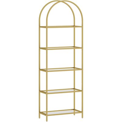 Homcom Estantería de Vidrio de 5 Niveles Estantería Almacenaje Estructura Arqueada Librería Estrecha 60x30x175 cm Dorado Homcom Estantería de Vidrio de 5 Niveles Estantería Almacenaje Estructura Arqueada Librería Estrecha 60x30x175 cm Dorado