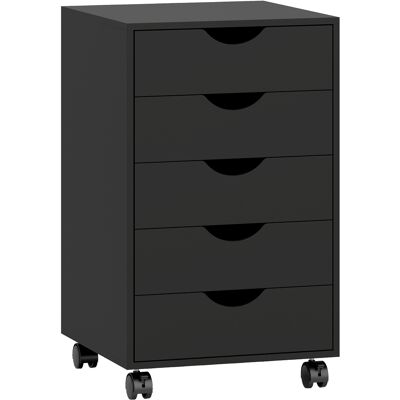 Homcom Cajonera Oficina con Ruedas y 5 Cajones Archivador Móvil, para Estudio Salón 40x40x67 cm Negro Homcom Cajonera Oficina con Ruedas y 5 Cajones Archivador Móvil, para Estudio Salón 40x40x67 cm Negro