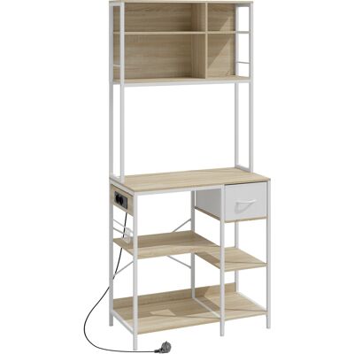 Homcom Estantería de Cocina Soporte de Microondas con Estantes y 6 Ganchos para Espacios Reducidos 80x40x181 cm Roble Aosom España Homcom Estantería de Cocina Soporte de Microondas con Estantes y 6 Ganchos para Espacios Reducidos 80x40x181 cm Roble Aosom España