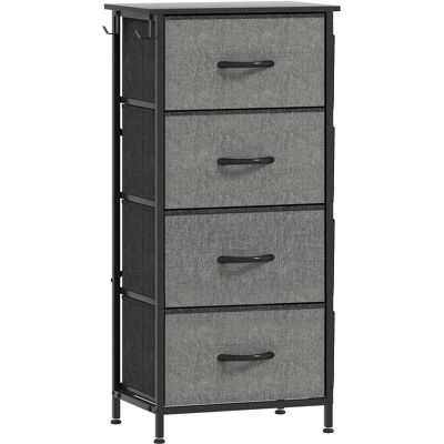 Homcom Cómoda 4 cajones de tela, mueble de almacenamiento con 4 bolsillos, 2 ganchos, estructura de acero, 45 x 30 x 94,5 cm, gris Homcom Cómoda 4 cajones de tela, mueble de almacenamiento con 4 bolsillos, 2 ganchos, estructura de acero, 45 x 30 x 94,5 cm, gris
