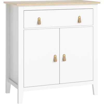 Homcom Aparador con Cajón Armario de 2 Niveles y Estante Ajustable Base Elevada y Amplia Superficie 80x40x90cm Blanco y Roble Homcom Aparador con Cajón Armario de 2 Niveles y Estante Ajustable Base Elevada y Amplia Superficie 80x40x90cm Blanco y Roble