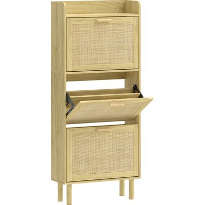 Homcom Mueble Zapatero con 3 Cajones Abatibles y Estante Abierto para12-18 Pares de Zapatos 65x24,5x153 cm Roble Homcom Mueble Zapatero con 3 Cajones Abatibles y Estante Abierto para12-18 Pares de Zapatos 65x24,5x153 cm Roble