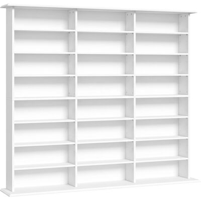 Homcom Mueble de Almacenamiento para 1032 CD y 594 DVD Estantería Multimedia 24 Compartimentos y 18 Estantes Ajustables Blanco Aosom España Homcom Mueble de Almacenamiento para 1032 CD y 594 DVD Estantería Multimedia 24 Compartimentos y 18 Estantes Ajustables Blanco Aosom España