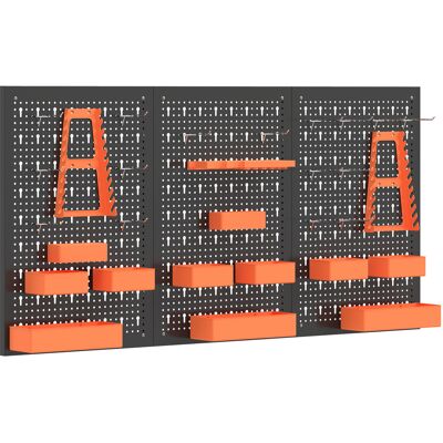 Homcom Organizador de Herramientas de Pared de 33 Piezas 120x60 cm con Ganchos Contenedores y Estantes Negro y Naranja Homcom Organizador de Herramientas de Pared de 33 Piezas 120x60 cm con Ganchos Contenedores y Estantes Negro y Naranja