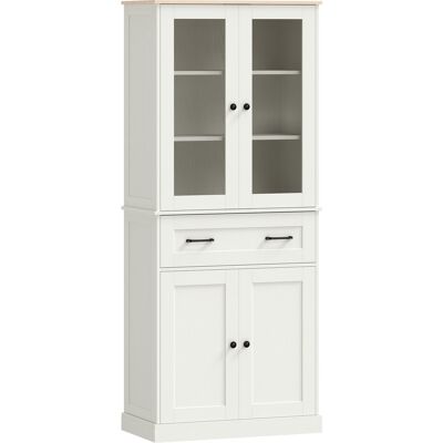 Homcom Mueble Auxiliar de Cocina con 2 Puertas de Acrílico Cajón Grande Estantes Ajustables 76x40x182,5 cm Crema Homcom Mueble Auxiliar de Cocina con 2 Puertas de Acrílico Cajón Grande Estantes Ajustables 76x40x182,5 cm Crema