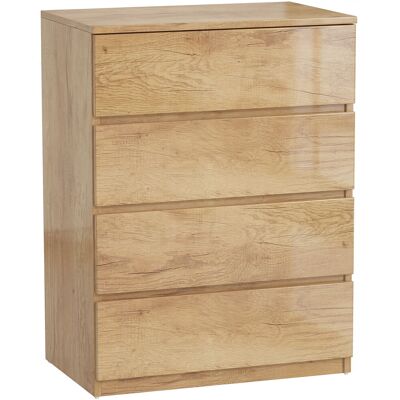 Homcom Cómoda 4 Cajones para Dormitorio Moderna Diseño sin Tiradores para Comedor Entrada 60x40x80 cm Madera Natural Homcom Cómoda 4 Cajones para Dormitorio Moderna Diseño sin Tiradores para Comedor Entrada 60x40x80 cm Madera Natural