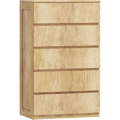Homcom Cómoda 5 Cajones para Dormitorio Moderna Diseño sin Tiradores para Comedor Entrada 60x39x100 cm Madera Natural Homcom Cómoda 5 Cajones para Dormitorio Moderna Diseño sin Tiradores para Comedor Entrada 60x39x100 cm Madera Natural