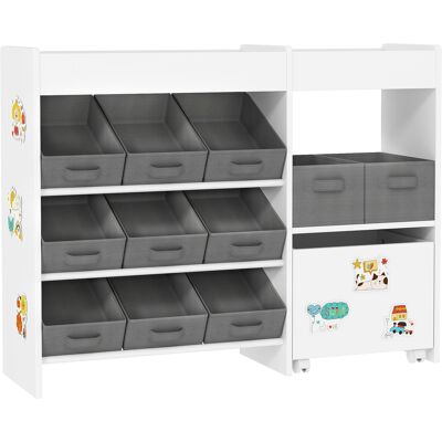 AIYAPLAY Organizador Infantil con 11 Cestas Extraíbles Compartimentos y Láminas de Pegatinas 105x30x80 cm Blanco AIYAPLAY Organizador Infantil con 11 Cestas Extraíbles Compartimentos y Láminas de Pegatinas 105x30x80 cm Blanco