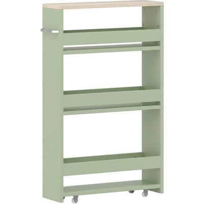 kleankin Carrito de Almacenamiento de 3 Niveles con Ruedas y Asa 48x15x80 cm Verde Aosom España kleankin Carrito de Almacenamiento de 3 Niveles con Ruedas y Asa 48x15x80 cm Verde Aosom España