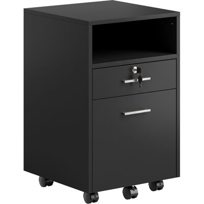 Vinsetto Mueble de Oficina con Ruedas 2 Cajones 1 Cajón con Cerradura 5 Ruedas 40x40x65 cm Negro Aosom España Vinsetto Mueble de Oficina con Ruedas 2 Cajones 1 Cajón con Cerradura 5 Ruedas 40x40x65 cm Negro Aosom España