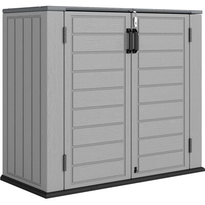 Outsunny Cobertizo de Jardín de HDPE 940L con Tapa Abatible 2 Puertas Cerradura Cobertizo de Jardín 142x67x119 cm Gris Claro Aosom España Outsunny Cobertizo de Jardín de HDPE 940L con Tapa Abatible 2 Puertas Cerradura Cobertizo de Jardín 142x67x119 cm Gris Claro Aosom España