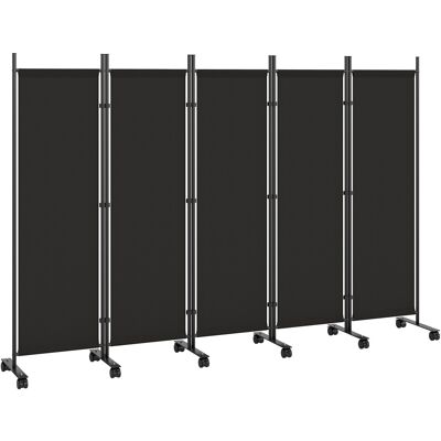 Outsunny Biombo Plegable de 5 Paneles con 12 Ruedas 252x170 cm Biombo Separador de Ambientes Modulable Negro Outsunny Biombo Plegable de 5 Paneles con 12 Ruedas 252x170 cm Biombo Separador de Ambientes Modulable Negro